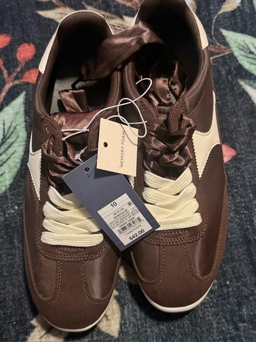 Women’s Brown and Cream Memory Foam Casual Sneakers